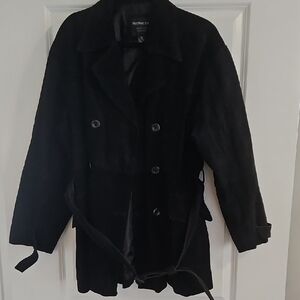 Women's Black Double-Breasted Coat